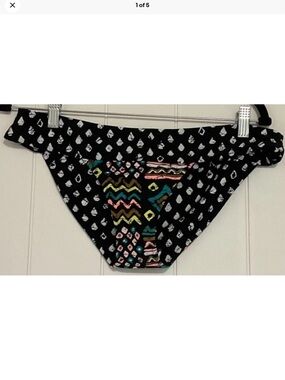 Volcom Black Bikini Bottom with White Abstract Spot Print